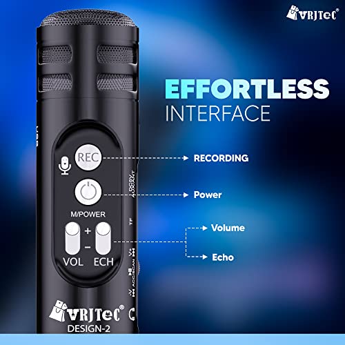 VRJTEC Kids Wireless Karaoke Microphone with Built-in Speaker | Bluetooth Singing Mic with Echo, Rechargeable Portable Handheld Toy for Boys & Girls Birthday Party Gift - Image 4