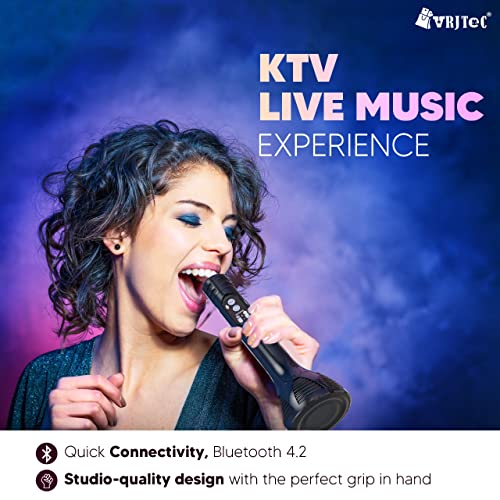 VRJTEC Kids Wireless Karaoke Microphone with Built-in Speaker | Bluetooth Singing Mic with Echo, Rechargeable Portable Handheld Toy for Boys & Girls Birthday Party Gift - Image 2