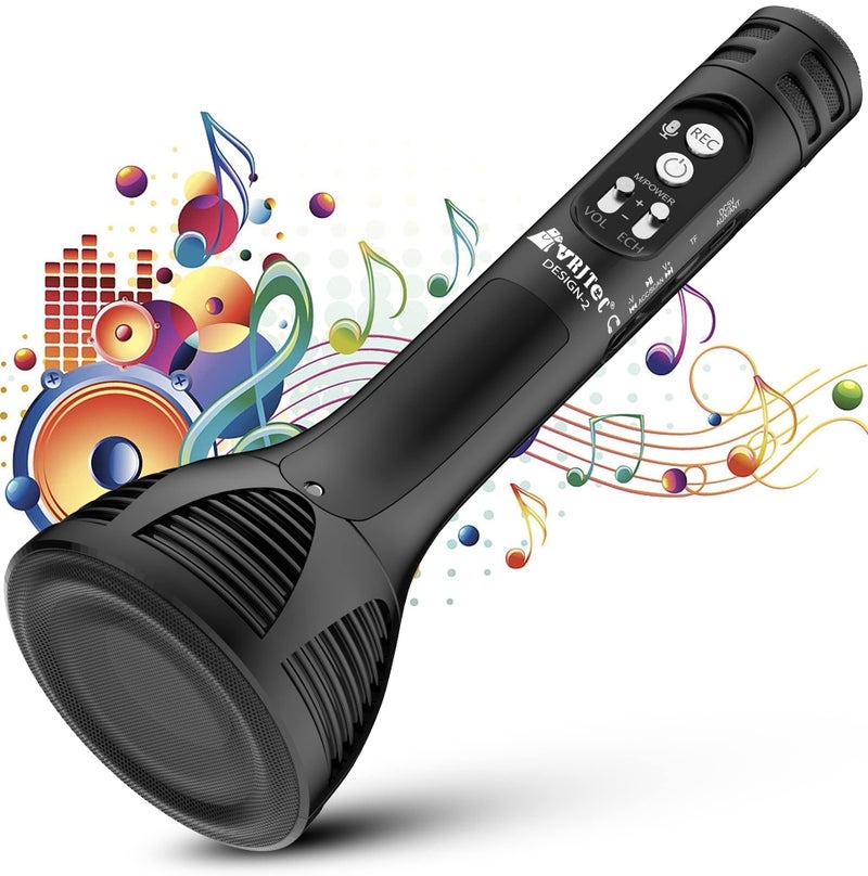 VRJTEC Kids Wireless Karaoke Microphone with Built-in Speaker | Bluetooth Singing Mic with Echo, Rechargeable Portable Handheld Toy for Boys & Girls Birthday Party Gift - Image 1