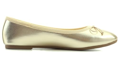 FEVERSOLE Women's Macaroon Colorful Memory Foam Cushion Insock Patent Ballet Flat Gold Size 8.5 M US - Image 3