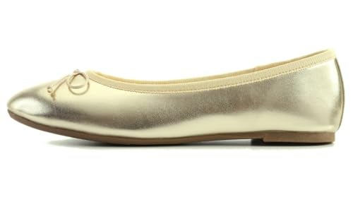FEVERSOLE Women's Macaroon Colorful Memory Foam Cushion Insock Patent Ballet Flat Gold Size 8.5 M US - Image 2