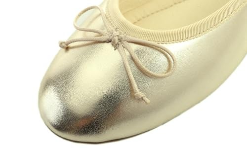 FEVERSOLE Women's Macaroon Colorful Memory Foam Cushion Insock Patent Ballet Flat Gold Size 8.5 M US - Image 5