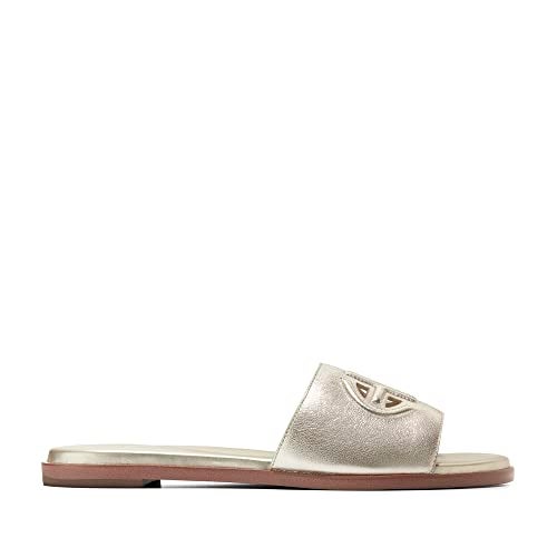 Cole Haan Women's Flynn Logo Slide Sandal Flat, Gold Leather, 7 - Image 1