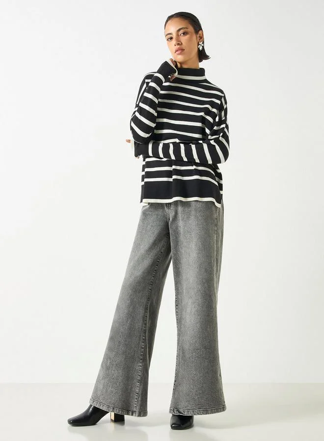 2Xtremz 2Xtremz Striped High Neck Jumper with Long Sleeves