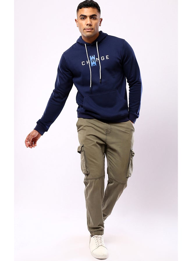 RAVIN Printed "Change" Long Sleeves Navy Blue Hoodie  - Image 5