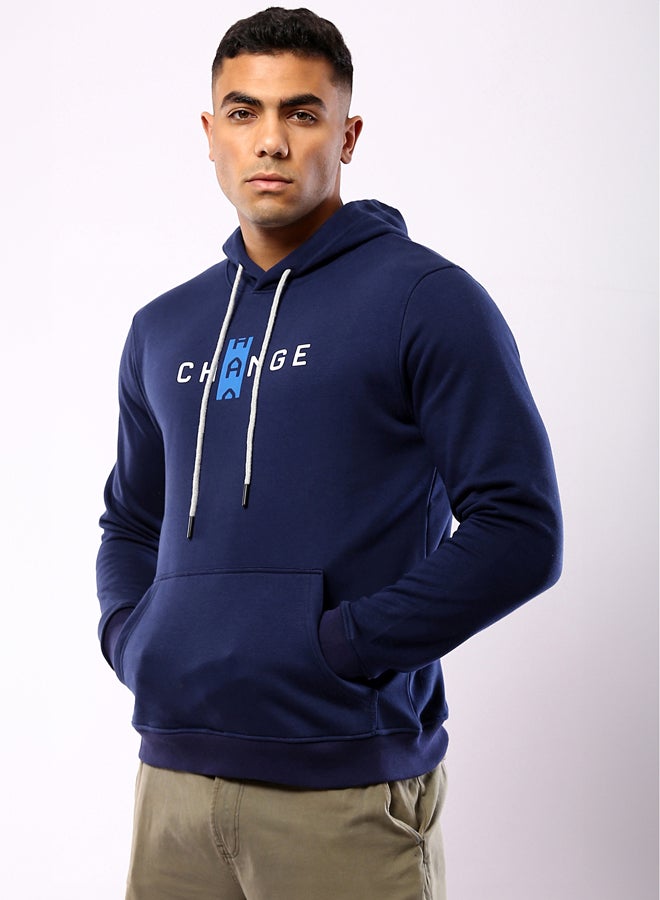 RAVIN Printed "Change" Long Sleeves Navy Blue Hoodie  - Image 2