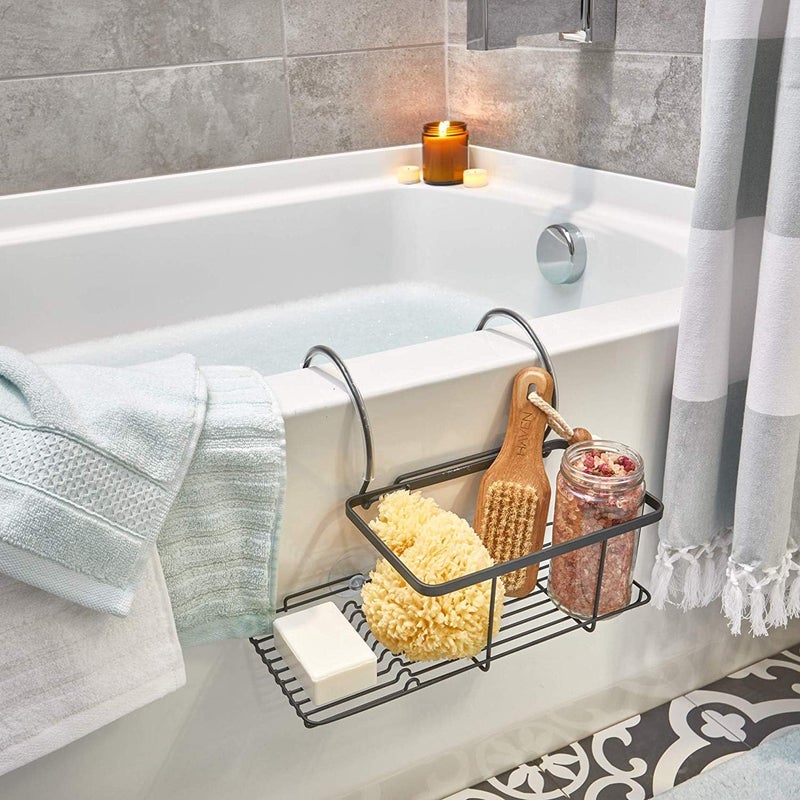 INDIAN DECOR 28180 Metal Over The Side Bathtub Caddy Basket for Master, Guest, Kid's Bathroom, 12.08" x 10.2" x 6.64", Bath  - Image 3