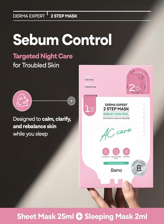 Bano Derma Expert 2 Step Sebum Control Face Mask – 2 in 1 Soothing Sheet & Sleeping Mask with Salicylic Acid, Niacinamide & Hyaluronic Acid | Support Glow for Glass Skin | Korean Skincare | 7 Sheets - Image 2