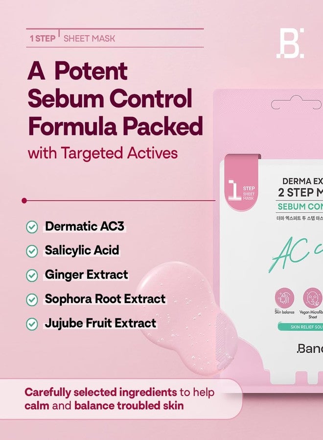 Bano Derma Expert 2 Step Sebum Control Face Mask – 2 in 1 Soothing Sheet & Sleeping Mask with Salicylic Acid, Niacinamide & Hyaluronic Acid | Support Glow for Glass Skin | Korean Skincare | 7 Sheets - Image 4