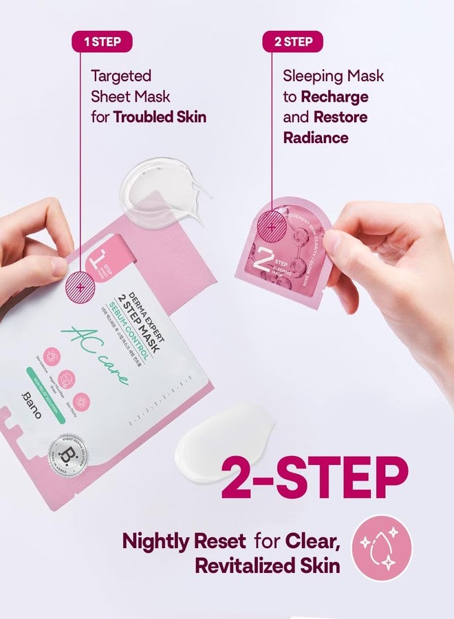 Bano Derma Expert 2 Step Sebum Control Face Mask – 2 in 1 Soothing Sheet & Sleeping Mask with Salicylic Acid, Niacinamide & Hyaluronic Acid | Support Glow for Glass Skin | Korean Skincare | 7 Sheets - Image 3