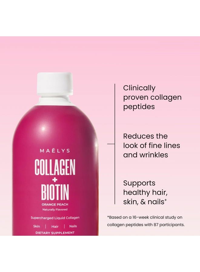 Maelys MAËLYS Super Charged Liquid Collagen for Women - Collagen Peptides Supplement with Biotin for Hair, Skin and Nails - Orange Peach - Image 2