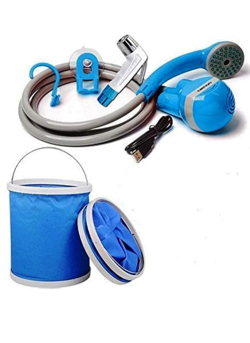 GO2CAMPS - Portable Travel Camping Shattaf for Indoors and Outdoors | Portable Bidet Sprayer with Foldable Bucket and USB Rechargeable Pump - Perfect for Camping, Backpacking, Travel, Trip and Outdoor Activities - Image 1
