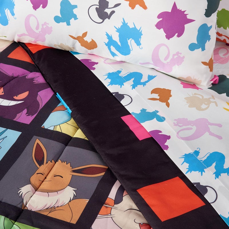 Northwest Pokemon Full Sized Bed in a Bag Set, Pikachu Eevee Charmander Squirtle, Anime Bedding for Kids, Kanto Favorites - Image 2