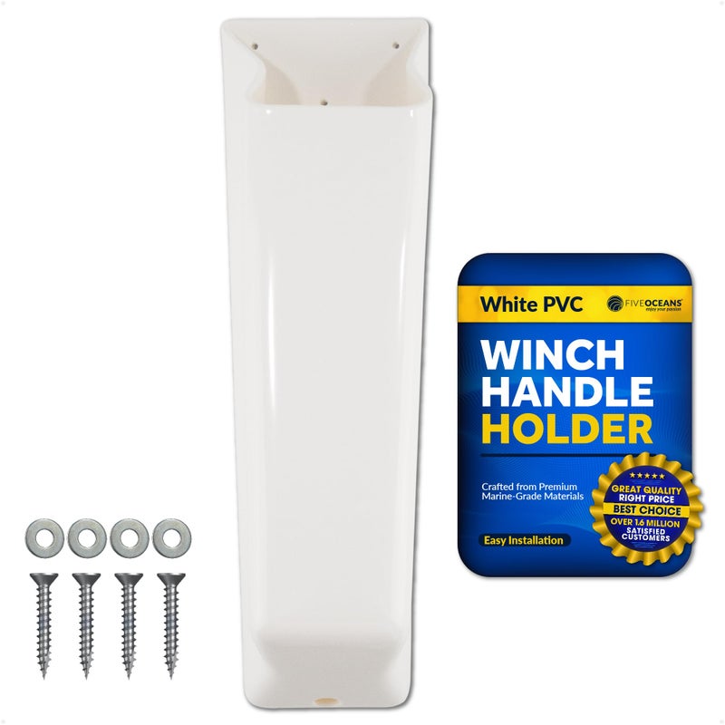Five Oceans Winch Handle Holder Winch Handle Pocket for One Standard or Lockin Winch Handle UVStabilized NonCorrosion White PVC SelfDraining 1112 Long for All Handles FO570