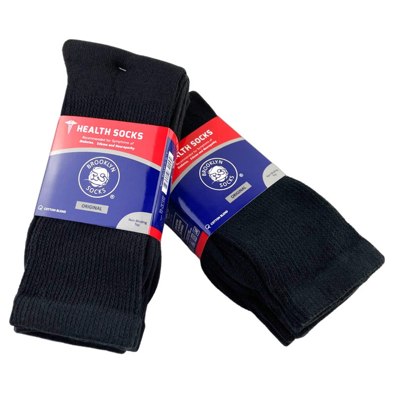 Brooklyn Socks 6 Pairs of Cotton Diabetic Neuropathy Crew Socks (10-13, Fits Mens shoe size 9-12, Black) - Image 5