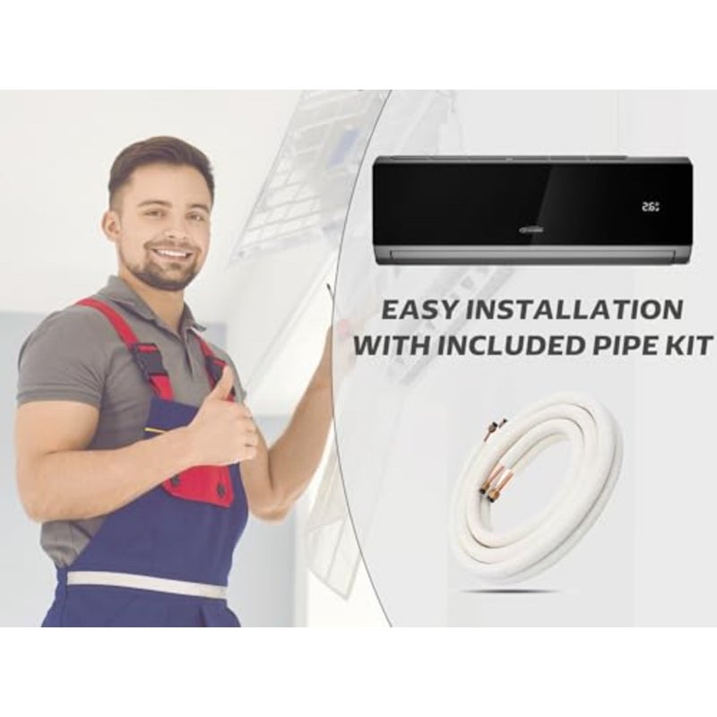 يستخدم المنزل والمكتب مكيف سبليت 2 طن مع لوحة سوداء، مبرد R410، تحكم WIFI، نظام دوار هادئ، تبريد عالي الكفاءة فقط، مجموعة الأنابيب متضمنة - Image 5