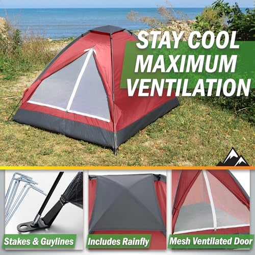 Wakeman 118 Person Camping Tent with Rain Fly and Carrying Bag - Lightweight Outdoor Pop Up Tents for Camping Essentials, Music Festivals, Backpacking, Hiking, or Beach Shelter by Wakeman Outdoors - Image 4