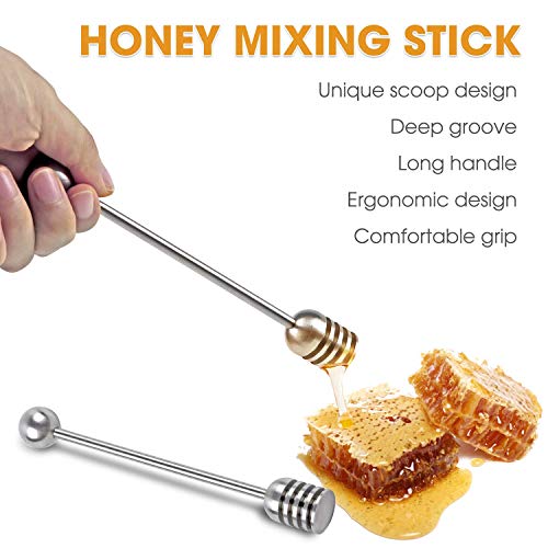 DUGATO Honey Dipper Set (2 Pack, 6.3") - 304 Stainless Steel Honeycomb Sticks for Honey Pot Jar, Syrup Drizzler, Tea & Coffee Stirrer - Elegant Kitchen Utensil (Stainless Steel) - Image 4