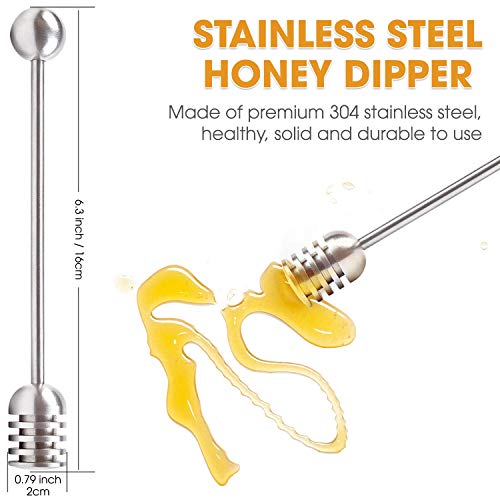 DUGATO Honey Dipper Set (2 Pack, 6.3") - 304 Stainless Steel Honeycomb Sticks for Honey Pot Jar, Syrup Drizzler, Tea & Coffee Stirrer - Elegant Kitchen Utensil (Stainless Steel) - Image 3