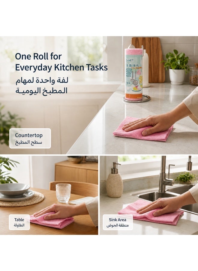 20-Piece Tear-Off Kitchen Cleaning Cloth Roll, 25 x 25 cm, Polyester Cotton Reusable Dish Towels, Absorbent Multipurpose Wipes for Dishes, Countertops and Home Cleaning - Image 4
