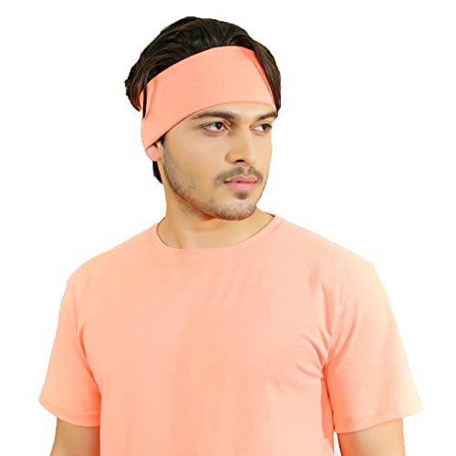 SOUL eTHICS Premium Cotton Gym, Sports, Yoga, Running, Hair, Elastic Headband for Men and Women with Non-Slip Fabric, Freesize (Tangy Peach) - Image 1