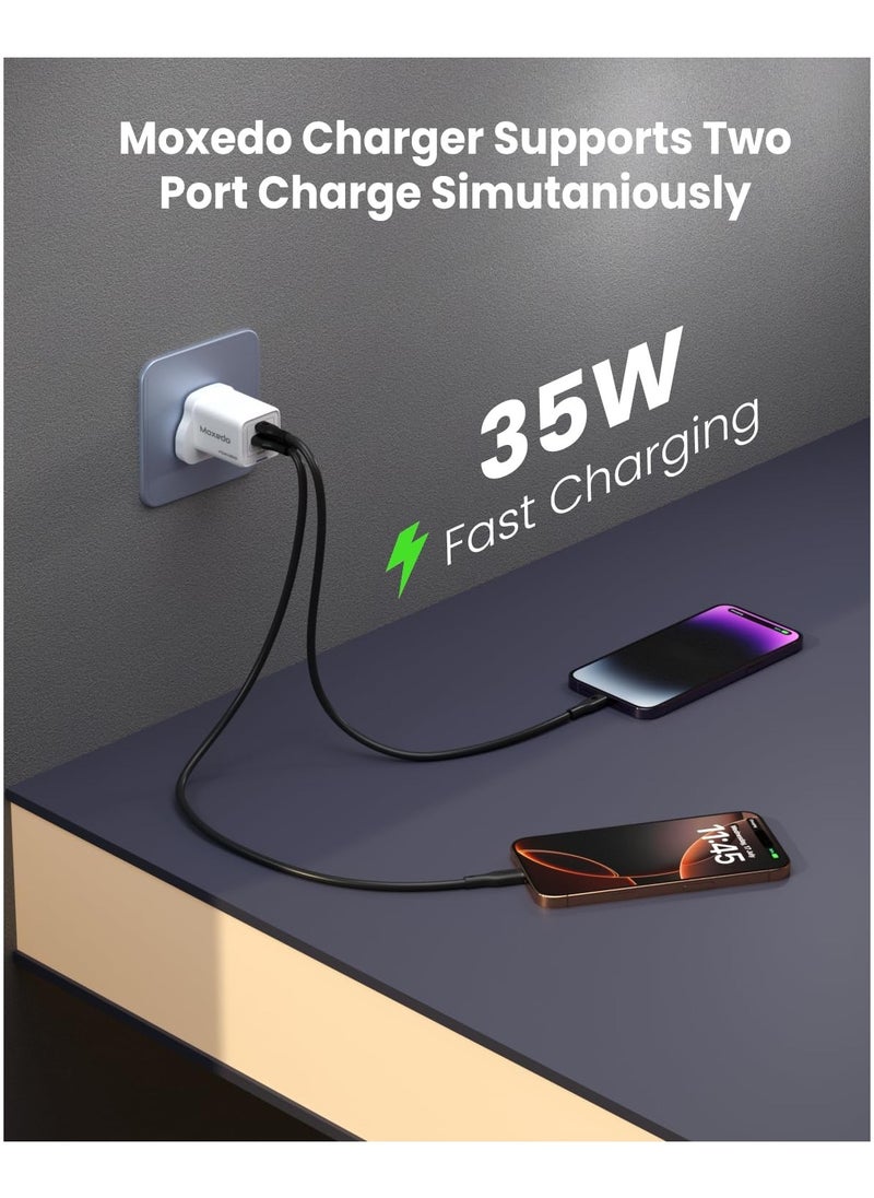 Moxedo Moxedo Volton Pro PD GaN Charger 35W PD 3.0 with USB-C/USB-A Port Adapter Wall Charger for iPhone, Samsung, Huawei and More  - Image 5
