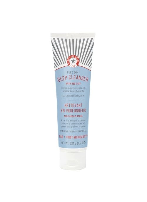 First Aid Beauty First Aid Beauty - Pure Skin Deep Cleanser with Red Clay, Deep Cleansing Face Wash with Antioxidant Booster for Oily and Blemish-Prone Skin, Reduce Oil & Unclog Pores, Safe for Sensitive Skin, 4.7 oz 