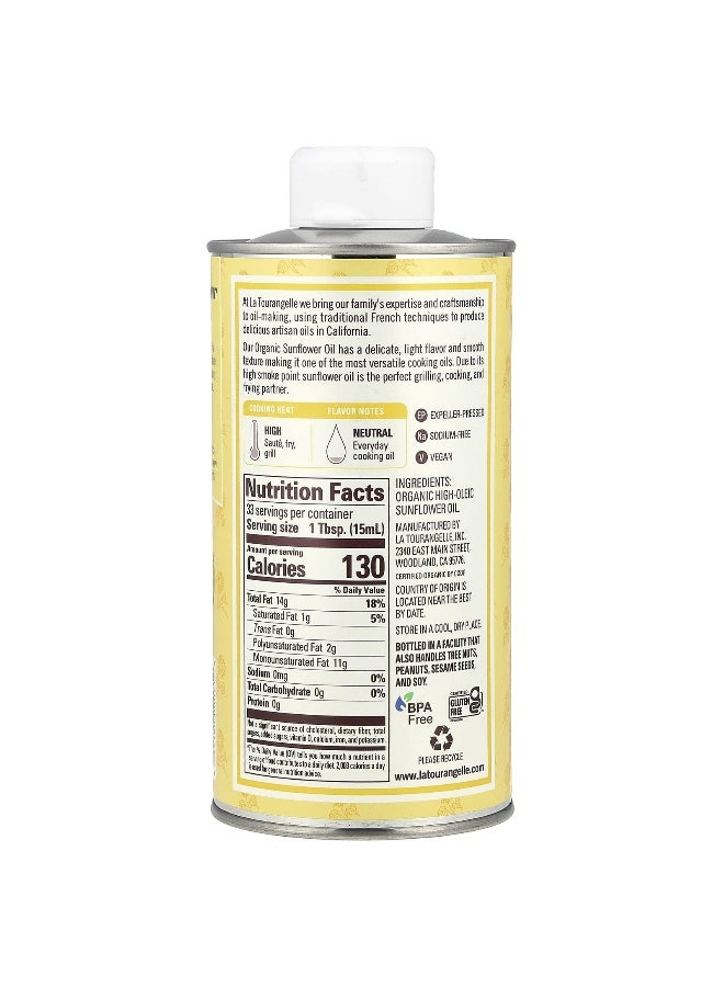 La Tourangelle La Tourangelle, Organic Sunflower Oil, 16.9 fl oz (500 ml)  - Image 2