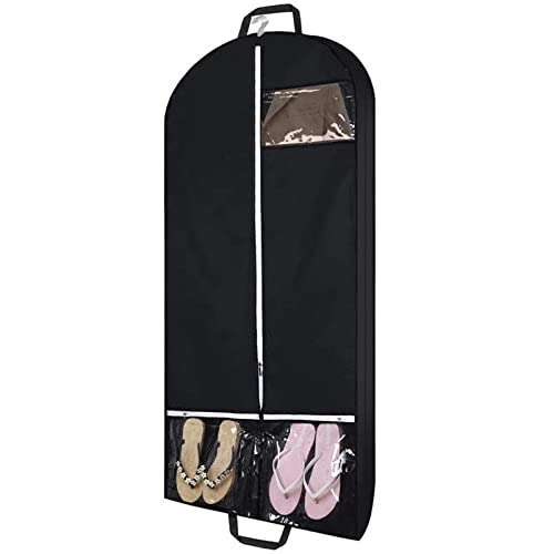 Peyorom 54" Garment Bags for Travel and Storage, Travel Suit Bags for Men Women with 2 Clear Pockets, Storage bags for Clothes, Suits, Dress, Shirts, Coats (Black) - Image 1