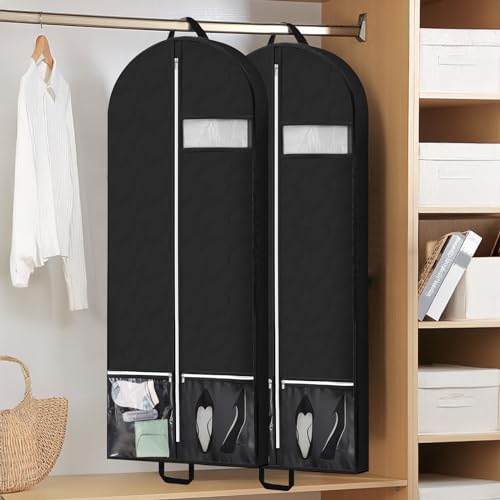 Peyorom 54" Garment Bags for Travel and Storage, Travel Suit Bags for Men Women with 2 Clear Pockets, Storage bags for Clothes, Suits, Dress, Shirts, Coats (Black) - Image 4