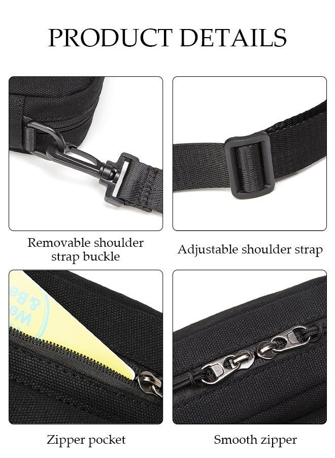 DUNISO Mini Canvas Crossbody Bag with Multiple Pockets for Men Wear-resistant Sling Bag Backpack Large Capacity Cross Body Bag Daypack for Travel Hiking Black - Image 3