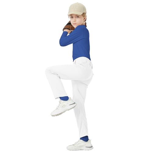 QBK 2T 3T 4T 5T to 17 Years Toddler Boys Baseball Pants Girls Softball Pants Kids Tee Ball Pants White (3T, White) - Image 1