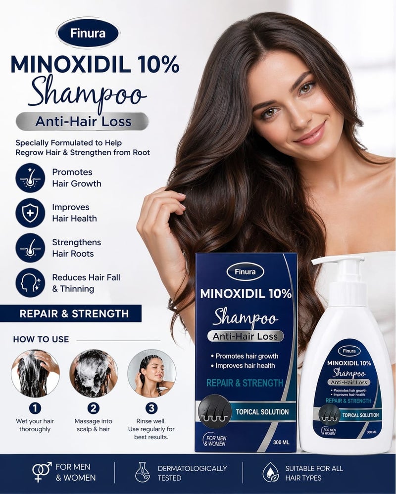 شامبو مينوكسيديل 10% مضاد لتساقط الشعر 300 مل - Image 4