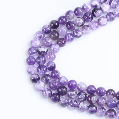 Clearain 8mm Natural Amethyst Gemstone Round Loose Beads for Jewelry Making DIY Bracelets Necklace (45-48pcs/strand) - Image 2