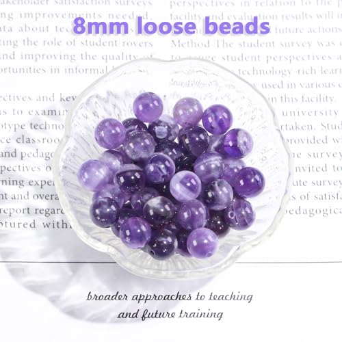 Clearain 8mm Natural Amethyst Gemstone Round Loose Beads for Jewelry Making DIY Bracelets Necklace (45-48pcs/strand) - Image 3