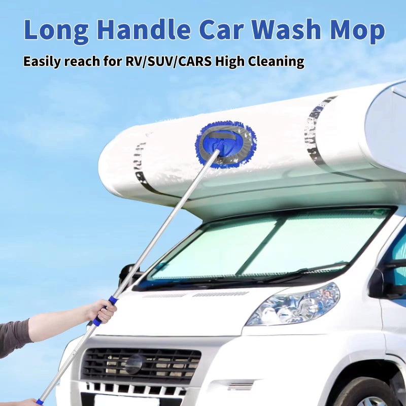 Wontolf 62'' Car Wash Brush With Long Handle - Chenille Microfiber Mop Mitt, Cleaning Kit, Windshield Window Squeegee, Duster, Microfiber Towels, Wheel Tire Brush for Cars, RV, Truck, Boat - Image 2