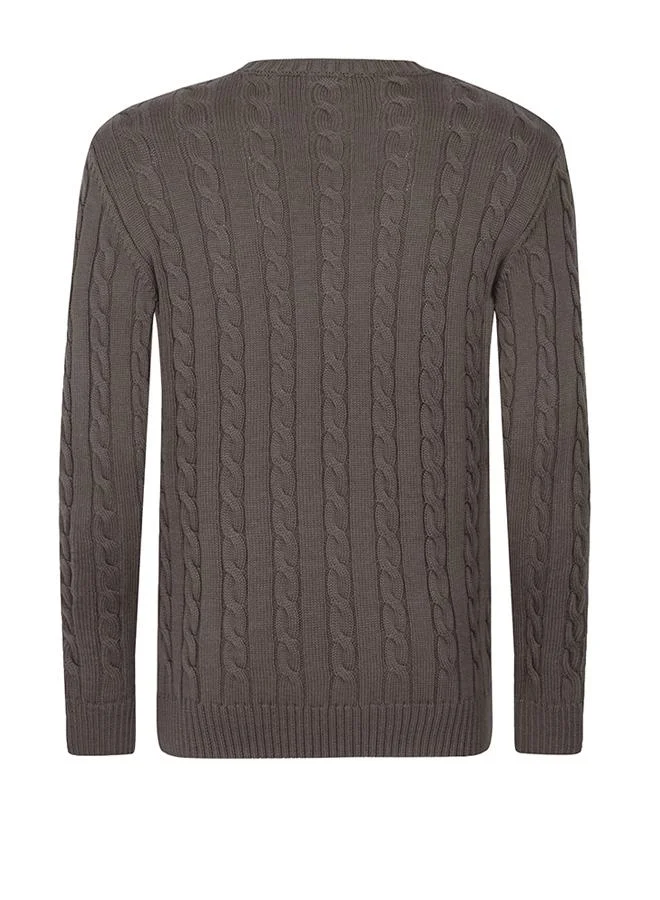 FELIX HARDY Cable Knit Crew Neck Pullover