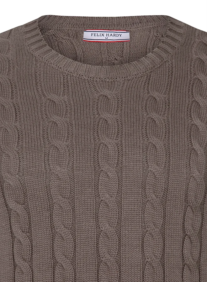 FELIX HARDY Cable Knit Crew Neck Pullover