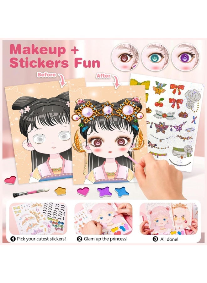 إعاقة كتاب مكياج الأميرات، عمل إبداعي للأطفال، كتاب تلوين، رسم الأميرات بالماس، مجموعة حرف فنية DIY بموضوع الأميرة، هدية للبنات - Image 3