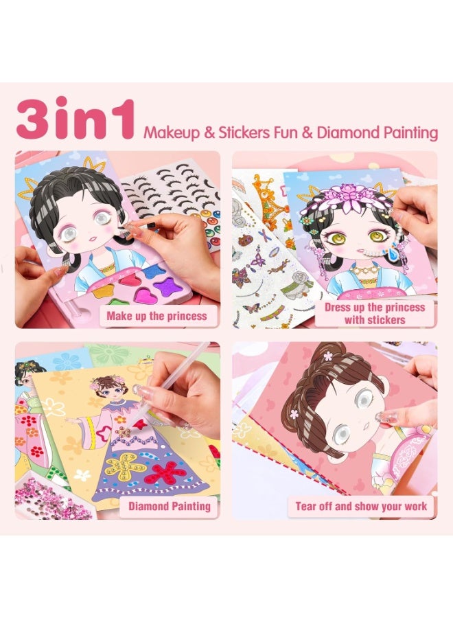 إعاقة كتاب مكياج الأميرات، عمل إبداعي للأطفال، كتاب تلوين، رسم الأميرات بالماس، مجموعة حرف فنية DIY بموضوع الأميرة، هدية للبنات - Image 2