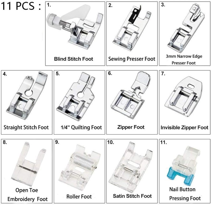 SZBZ 11Pcs Presser Feet, Sewing Machine Kit Household DIY Spare Parts Accessories for Sewing Machine Brother Singer Janome Toyota - Image 2