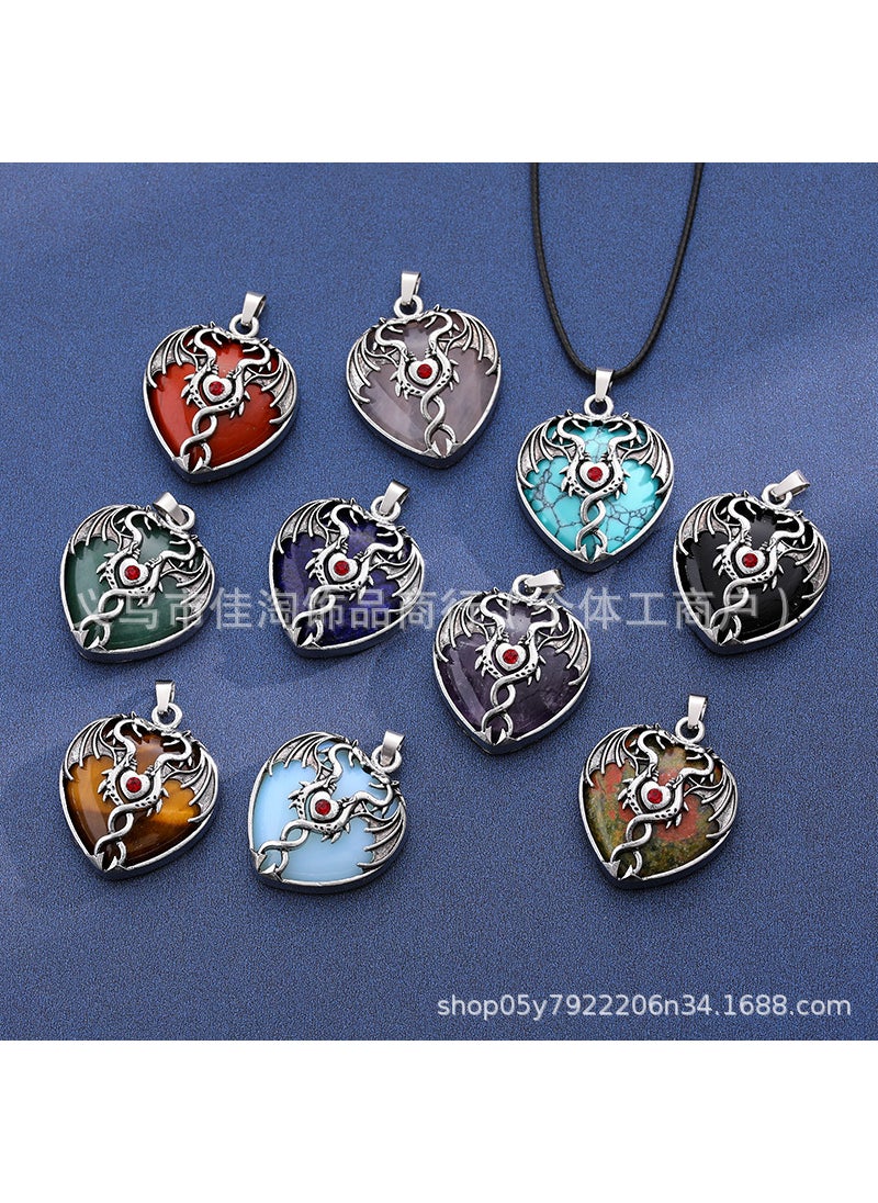 Generic Natural Crystal Pendant Necklace Single Point Hexagonal Column Yoga Spirit Top Natural Stone Animal Pendant Dragon Love Sands 