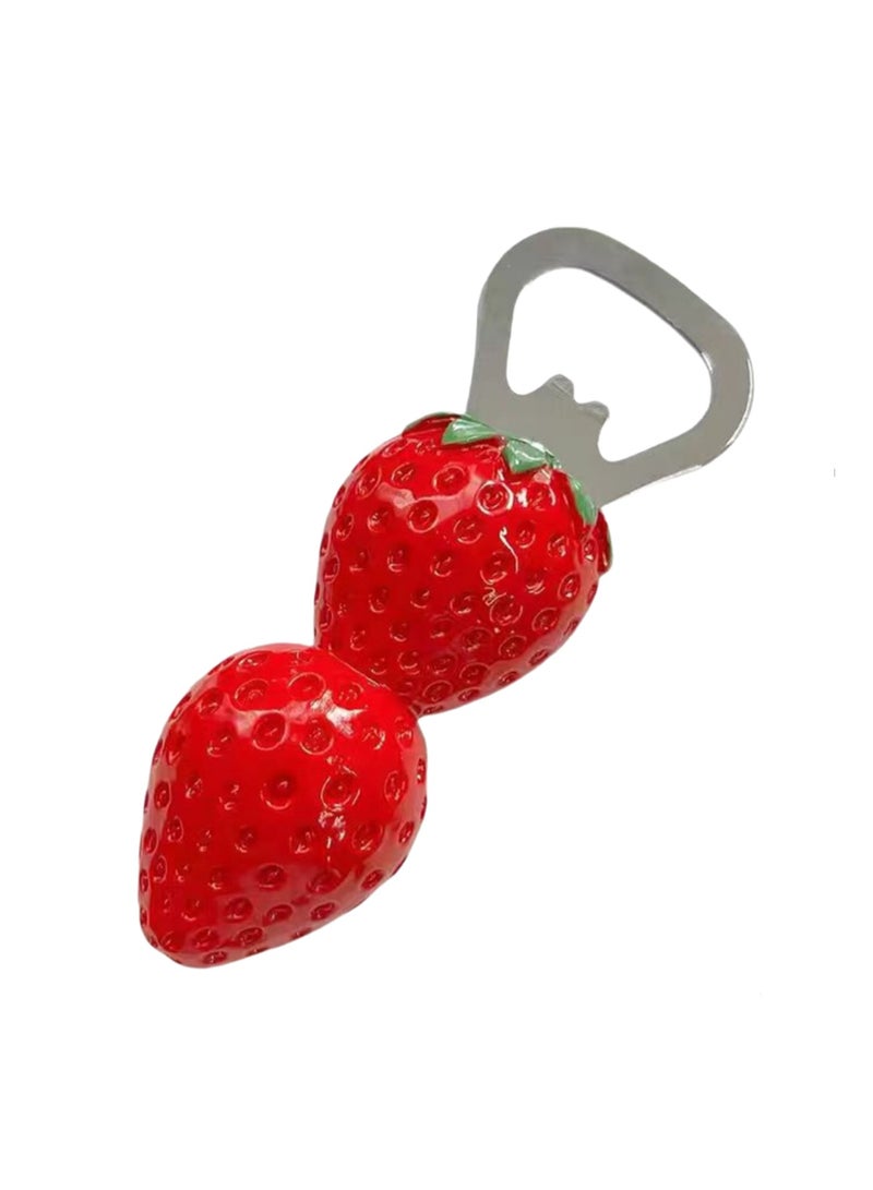 Strawberry Fridge Magnet - Bottle Opener, 3d Simulation Food Stereo Creative Magnetic Sticker Opener Artifact Fridge Magnet Home Decor Accessories - Image 1