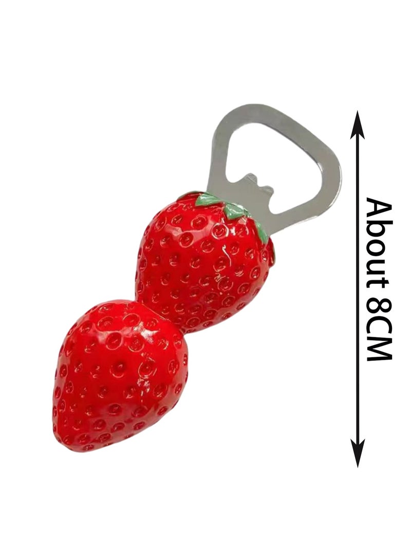 Strawberry Fridge Magnet - Bottle Opener, 3d Simulation Food Stereo Creative Magnetic Sticker Opener Artifact Fridge Magnet Home Decor Accessories - Image 2
