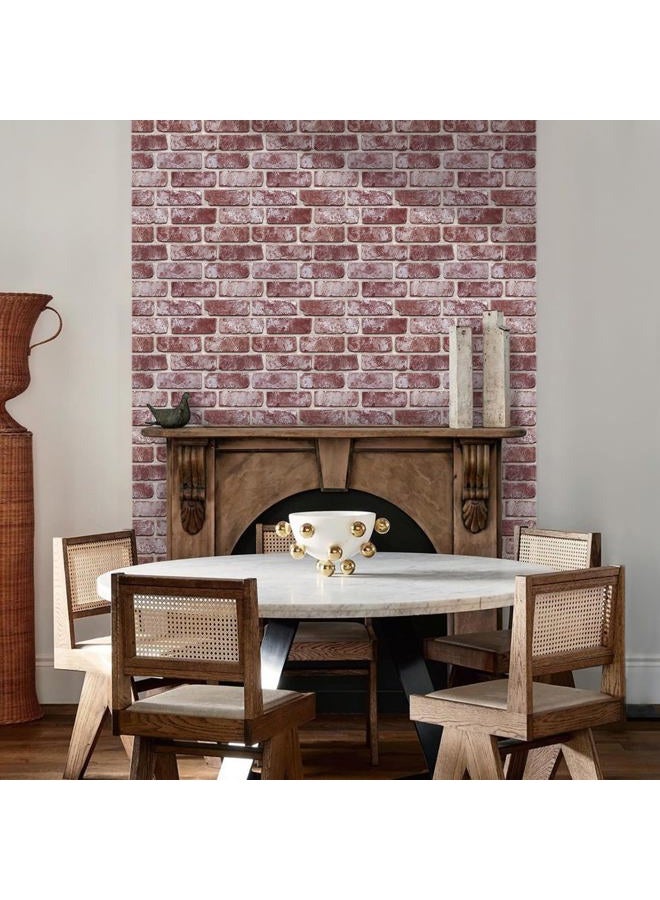 Commomy 3D Peel and Stick Brick Backsplash - 10 pcs 11.8"x11.8" Small Size PVC Printable Retro Faux Brick Wall Panels Brick Wallpaper Wall Tile for Kitchen,Bedroom,Bathroom,Living Room,Fireplace - Image 2