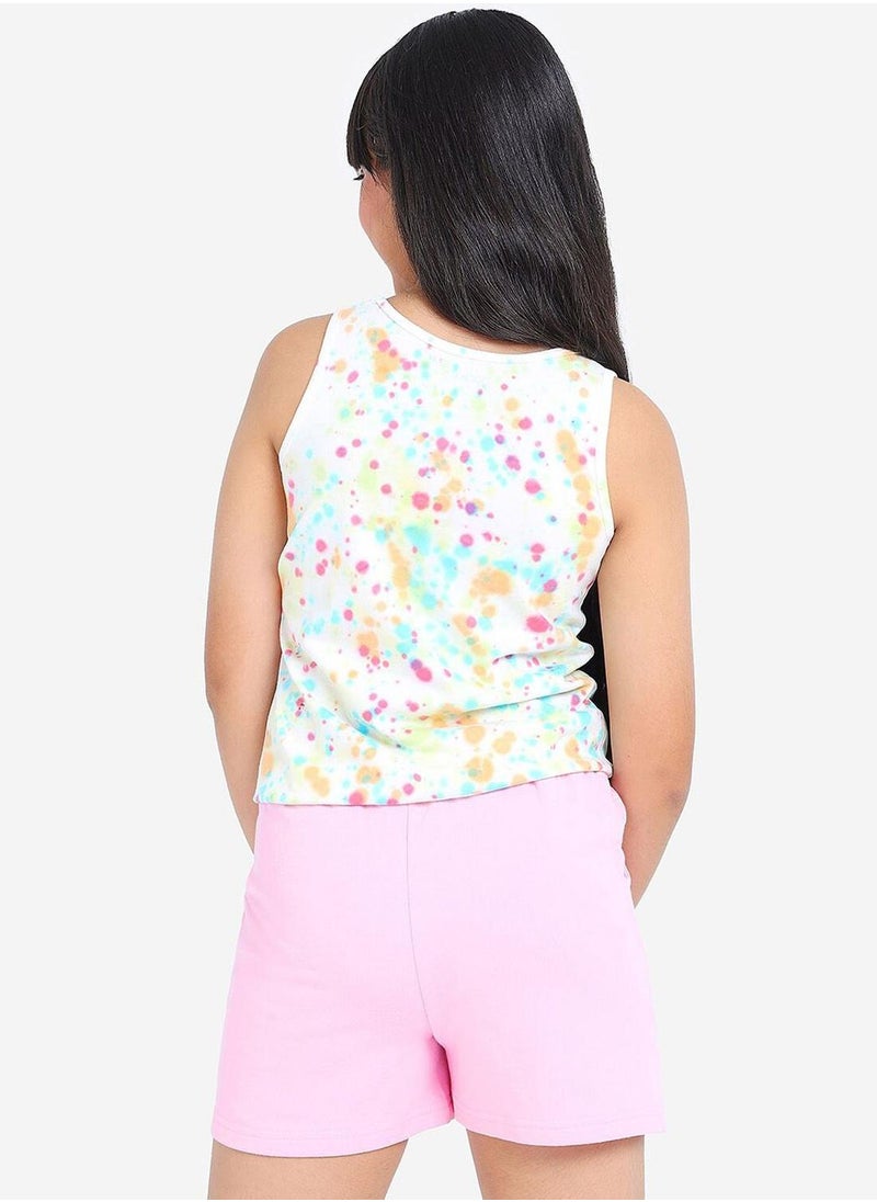 Bonkids Regular Fit Printed Pink Cotton Shorts For Girls Pull On 100 % Cotton  - Image 3