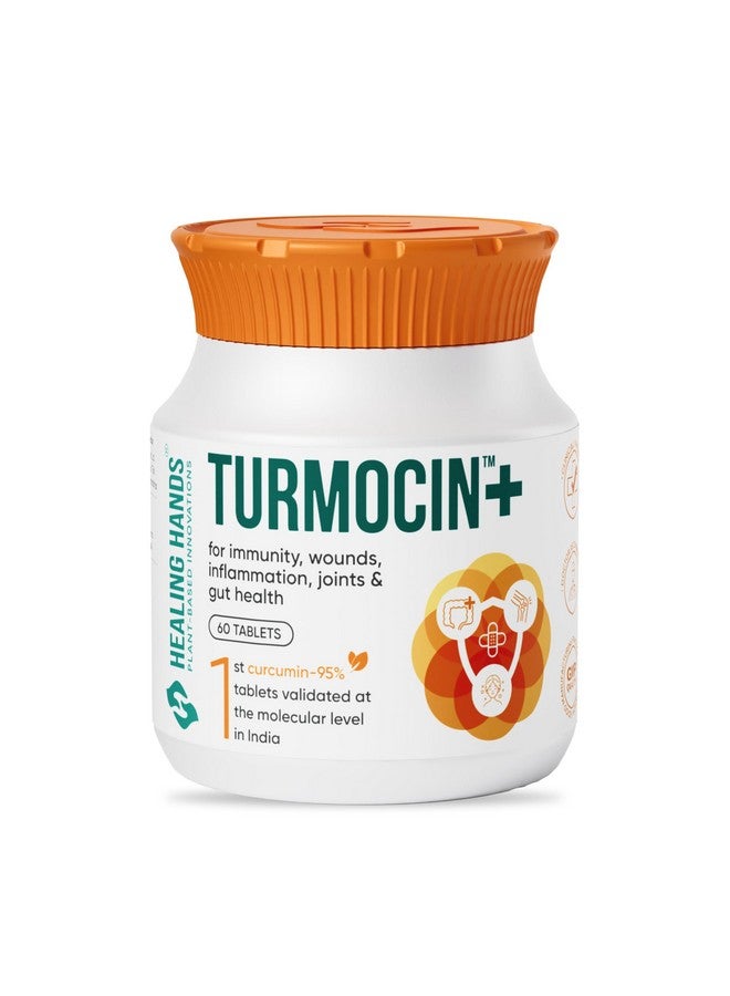 Healing Hands Healing Hands Turmocin Plus Tablet with Curcumin 95% (1st Molecularly Validated) & Pepper for Wound Healing, Gut Health, Immunity, Inflammation Relief, IBS & IBD Care, Clinically Proven - 60 Tablets - Image 1