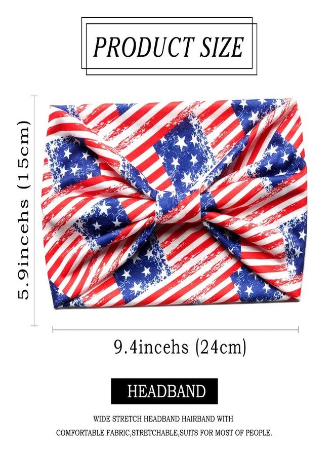 Olbye 4th of July Headbands USA Patriotic American Flag Headband Wide Knotted Turban Hairbands Red White Blue Bandana Stars Head Bands Independence Day Hair Accessories for Women 4Pcs(USA Headband B) - Image 5