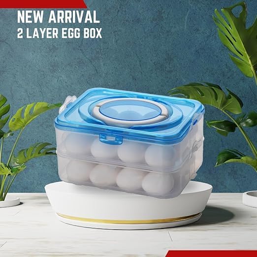Veloxi EXIM صندوق تخزين البيض البلاستيكي المحمول Veloxi EXIM مع غطاء، صينية بيض، صندوق تخزين بيض، ثلاجة للبيض، سلة تخزين بيض، حزمة من 1، 24 شبكة - Image 4