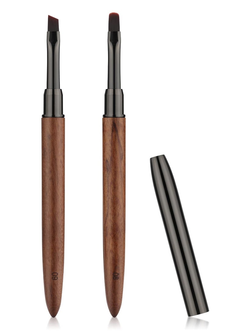 Excefore 2pcs Manicure Tools, Nail Art Painting Brushes, Round Head Flat Head Brushes for Girls Nail Painting Cleaning Polish DIY Manicure - Image 1